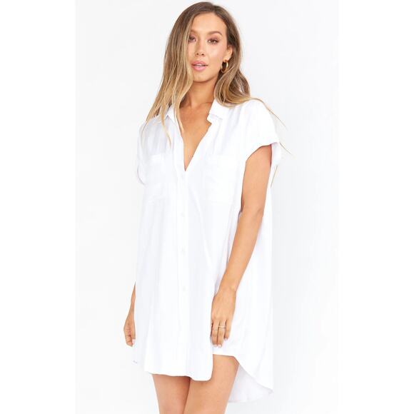 Show Me Your Mumu Martin Shirt Dress Womens‎ Size S Small White Casual Boho - Picture 1 of 9